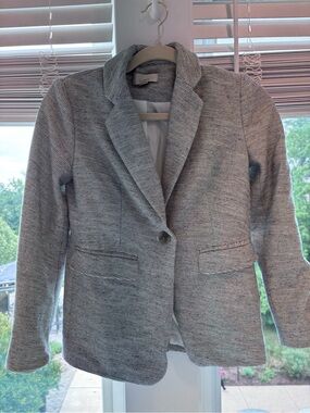 LOFT Heathered Gray Single-Button Blazer
